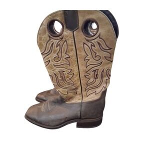 Masterson Boot Co. Western Brown Leather Square  Toe Pull On Block Heel Sz 11D